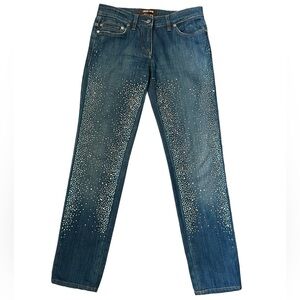 ROBERTO CAVALLI DIAMOND/ RHINESTONES EMBELLISHED BLUE JEANS SIZE IT40/US Medium